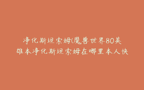 净化斯坦索姆(魔兽世界80英雄本净化斯坦索姆在哪里本人快85DK了想去刷条龙!)